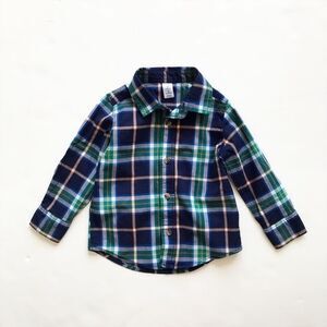 Old Navy green/blue plaid button down shirt EUC 2T